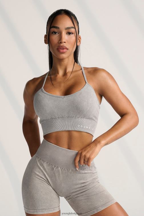 femmes lavage gris w311 soutien-gorge de sport à dos croisé en carbone YoungLA vêtements A004FL1005