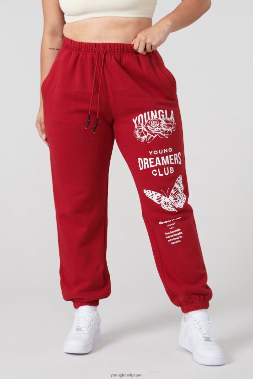 femmes rouge foncé w211 pantalon de jogging rêveur YoungLA vêtements A004FL1122