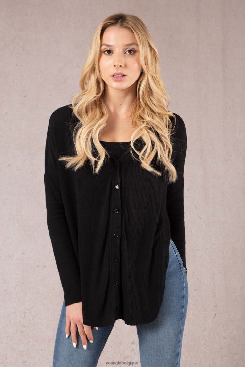 femmes minuit Noir cardigan café w415 YoungLA vêtements A004FL1194