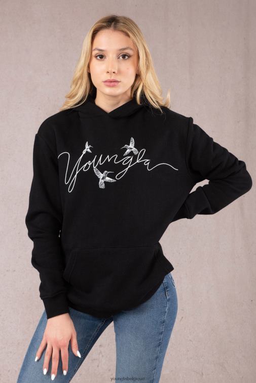 femmes noir sweat à capuche oversize colibri w509 YoungLA vêtements A004FL1187