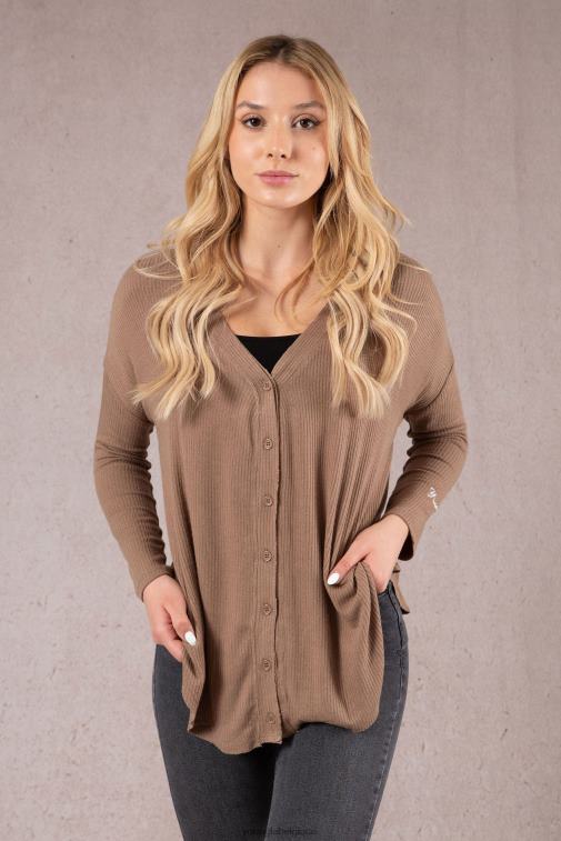 femmes rôti blond cardigan café w415 YoungLA vêtements A004FL1193