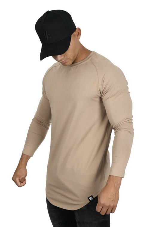 Hommes beige 410 chemises raglan à manches longues parfaites YoungLA vêtements A004FL448