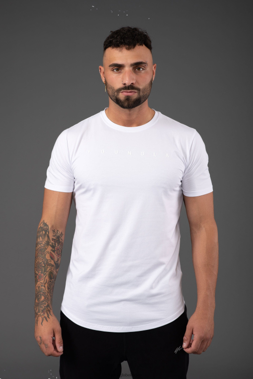 Hommes blanc 459 t-shirts ajustés monochromes YoungLA vêtements A004FL306