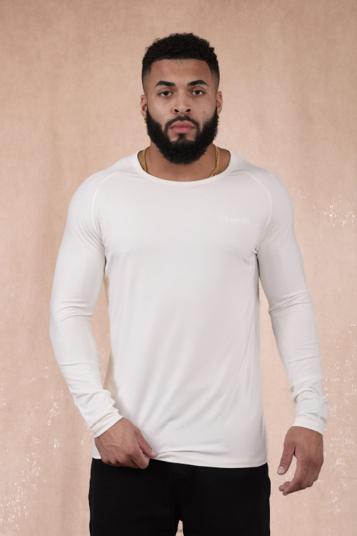 Hommes blanc 813 delt manches longues YoungLA vêtements A004FL370