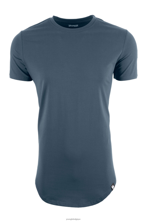 Hommes bleu sarcelle profond 402 tee-shirt parfait - fond festonné YoungLA vêtements A004FL334