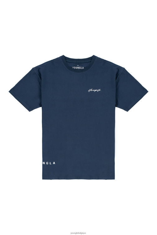 Hommes bleu sarcelle profond 414 t-shirts signature YoungLA vêtements A004FL289