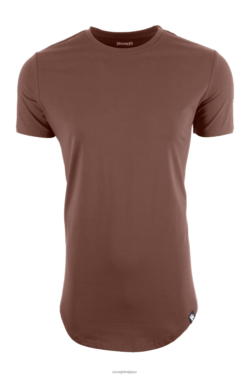 Hommes brun 402 tee-shirt parfait - fond festonné YoungLA vêtements A004FL333