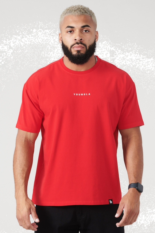 Hommes délavage rouge haute 401 t-shirts essentiels avec jack été 23' YoungLA vêtements A004FL203