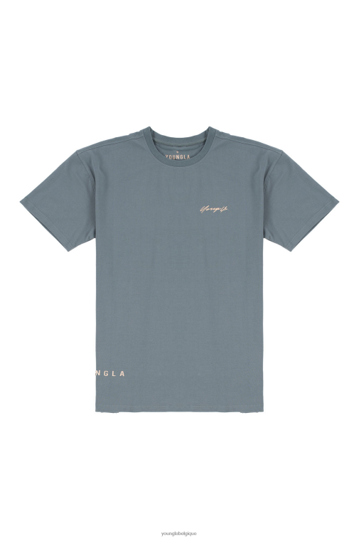 Hommes gris bleu 414 t-shirts signature YoungLA vêtements A004FL290