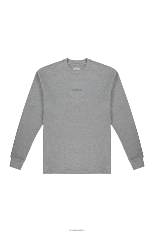 Hommes gris chiné 450 manches longues en mousse nuage YoungLA vêtements A004FL415