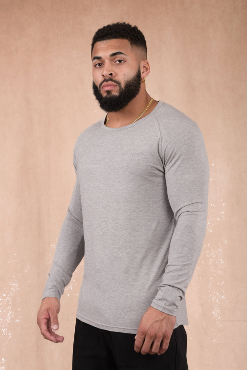 Hommes gris chiné 813 delt manches longues YoungLA vêtements A004FL368