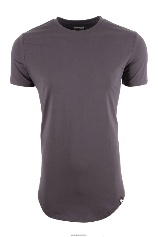 Hommes gris foncé 402 tee-shirt parfait - fond festonné YoungLA vêtements A004FL326