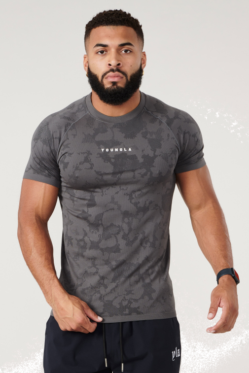 Hommes gris foncé 437 tees de compression numérique YoungLA vêtements A004FL173