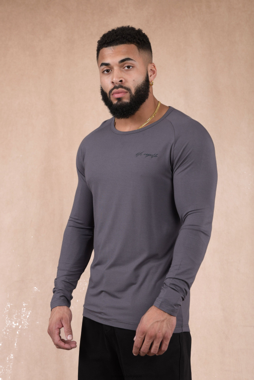 Hommes gris nardo 813 delt manches longues YoungLA vêtements A004FL369