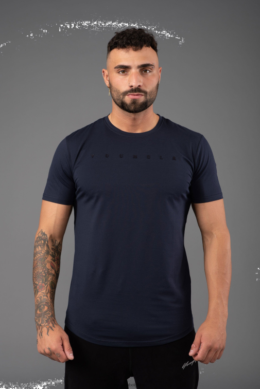 Hommes marine 459 t-shirts ajustés monochromes YoungLA vêtements A004FL303