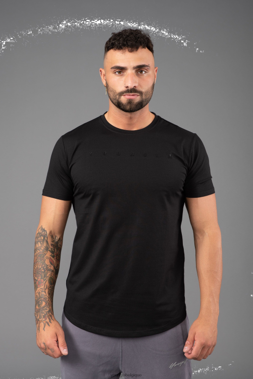 Hommes noir 459 t-shirts ajustés monochromes YoungLA vêtements A004FL302