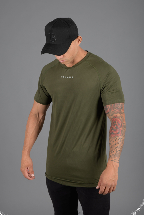 Hommes olive Chemises à manches courtes de la ligne 440 performance YoungLA vêtements A004FL438