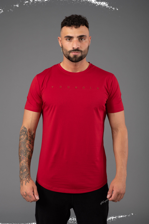 Hommes rouge 459 t-shirts ajustés monochromes YoungLA vêtements A004FL305