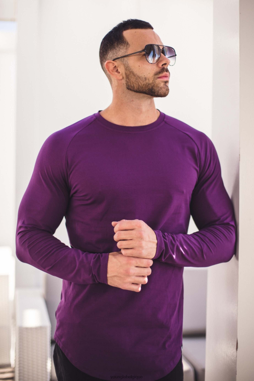 Hommes violet 410 chemises raglan à manches longues parfaites YoungLA vêtements A004FL451