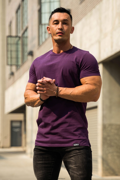 Hommes violet T-shirt parfait 411 - bas droit YoungLA vêtements A004FL197