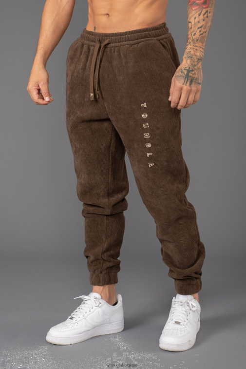 Hommes brun 244 joggeurs trembles YoungLA vêtements A004FL930