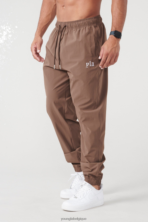 Hommes chocolat 214 pantalons de jogging en nylon sans effort YoungLA vêtements A004FL854