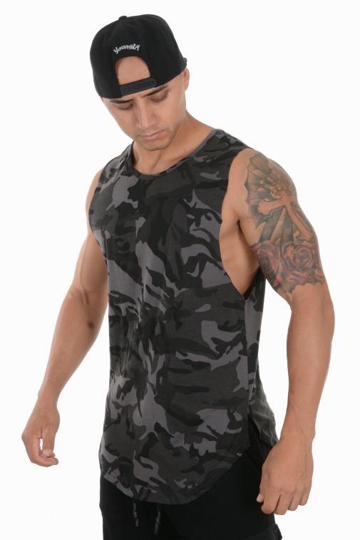 Hommes camouflage noir 308 réservoirs musculaires YoungLA vêtements A004FL80