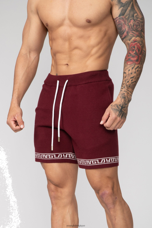 Hommes Bourgogne 116 shorts tricotés hiéroglyphiques YoungLA vêtements A004FL671