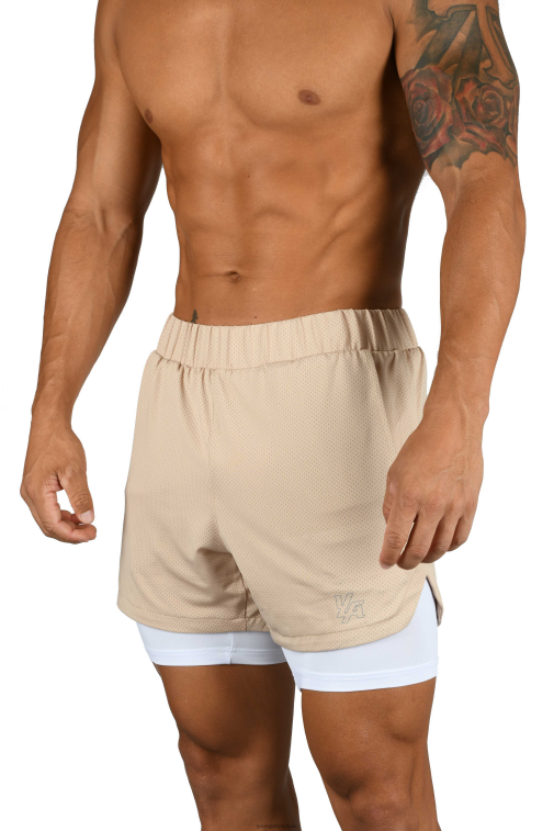 Hommes beige/blanc 105 short de compression 2.0 YoungLA vêtements A004FL568