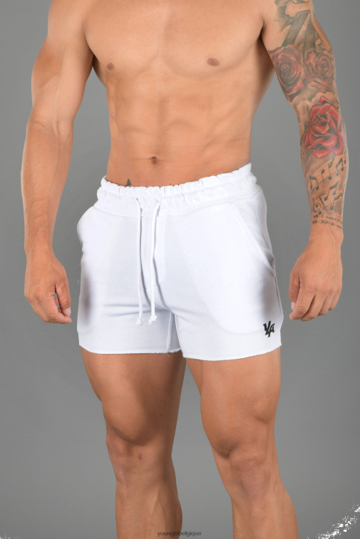 Hommes blanc 102 short de musculation en French Terry YoungLA vêtements A004FL660