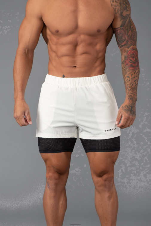 Hommes blanc cassé 144 shorts de compression à vitesse maximale YoungLA vêtements A004FL678