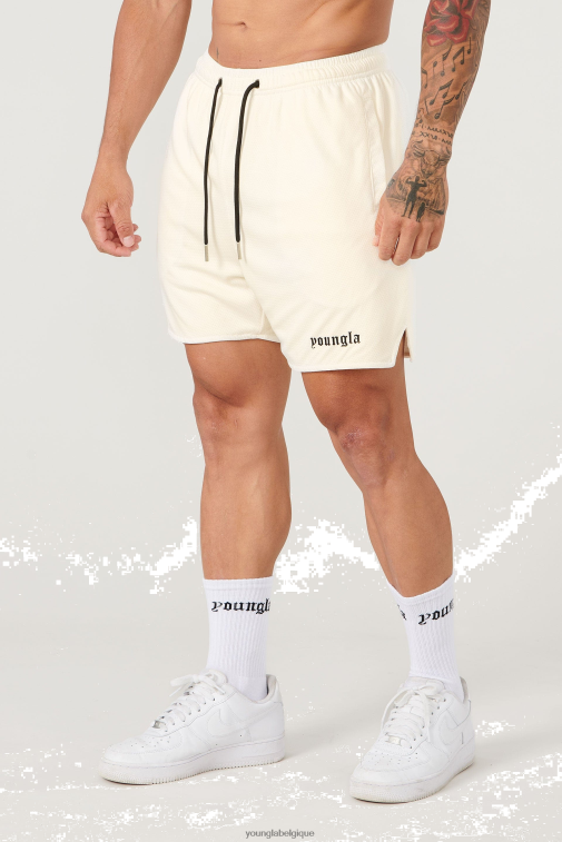 Hommes blanc cassé Ensemble short et chaussettes de jeu 134 YoungLA vêtements A004FL496