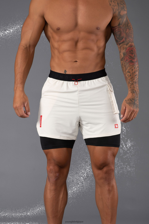 Hommes blanc cassé Short de compression de la gamme 121 performance YoungLA vêtements A004FL639