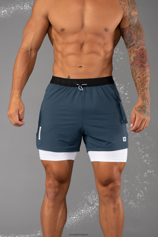 Hommes bleu ardoise Short de compression de la gamme 121 performance YoungLA vêtements A004FL642