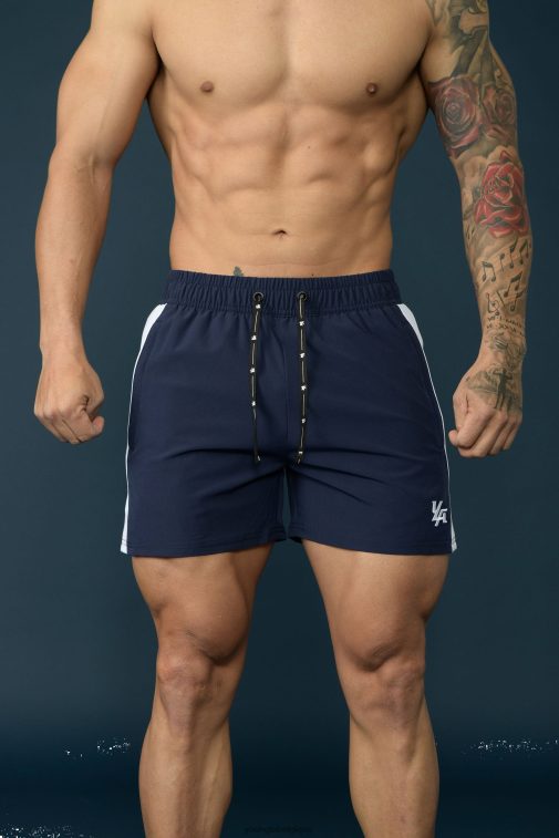 Hommes bleu marine/blanc 101 short de musculation YoungLA vêtements A004FL691