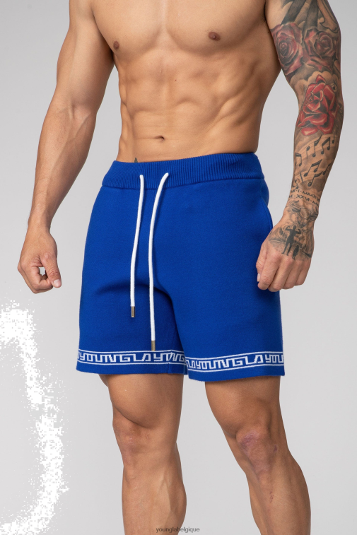 Hommes bleu royal 116 shorts tricotés hiéroglyphiques YoungLA vêtements A004FL674