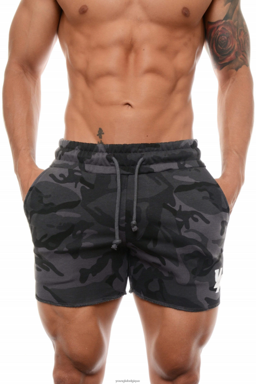 Hommes camouflage noir 102 short de musculation en French Terry YoungLA vêtements A004FL648