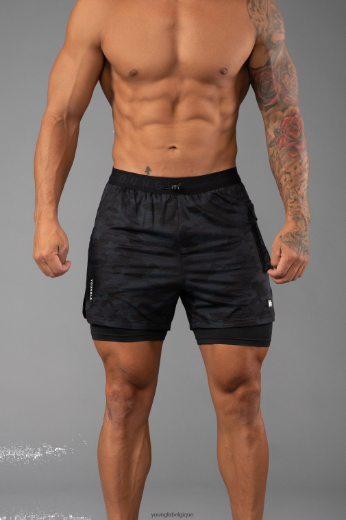 Hommes camouflage noir Short de compression de la gamme 121 performance YoungLA vêtements A004FL638