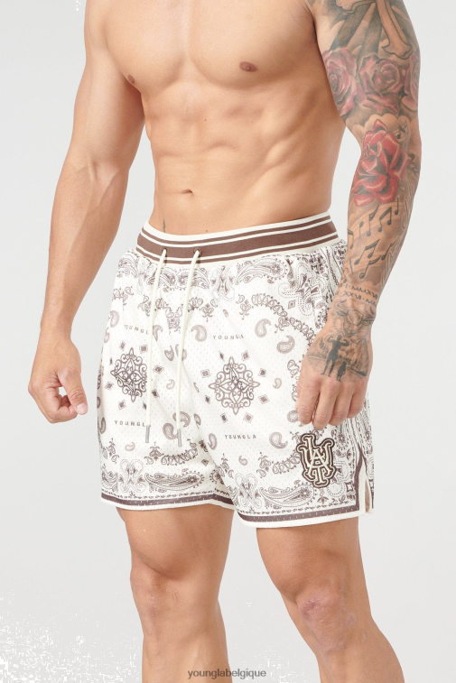 Hommes chocolat 132 célèbres shorts bandana YoungLA vêtements A004FL486