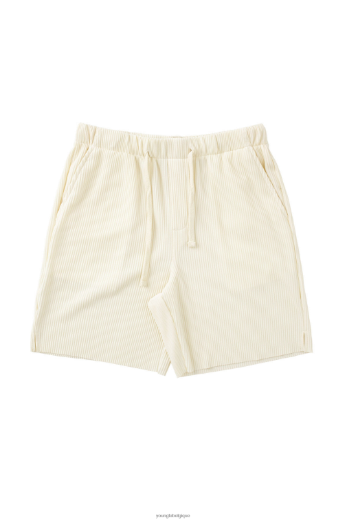 Hommes crème 148 shorts de festival plissés YoungLA vêtements A004FL528