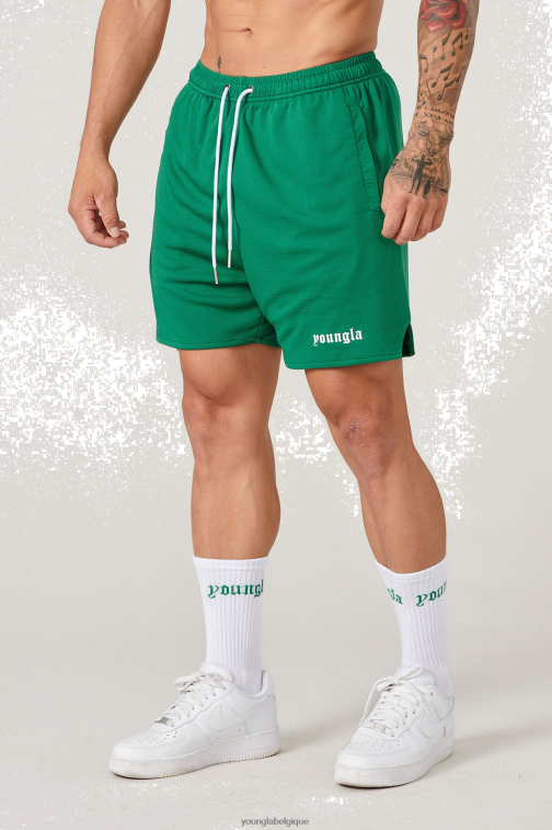 Hommes feuillage vert Ensemble short et chaussettes de jeu 134 YoungLA vêtements A004FL494