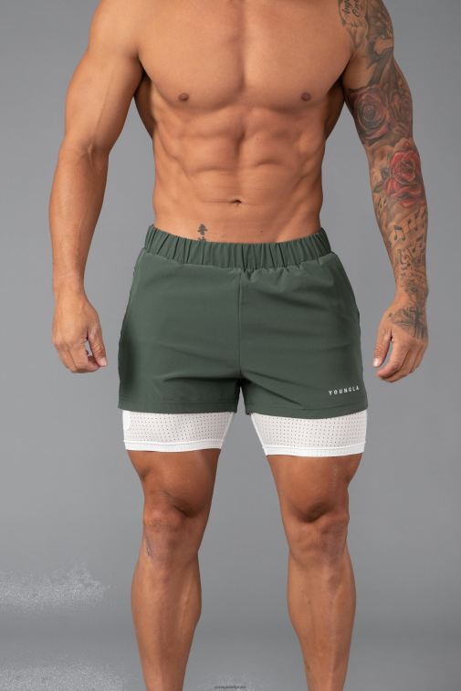 Hommes forêt verte 144 shorts de compression à vitesse maximale YoungLA vêtements A004FL676