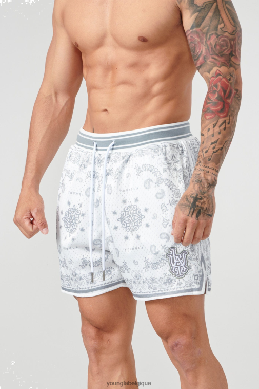 Hommes gris 132 célèbres shorts bandana YoungLA vêtements A004FL487