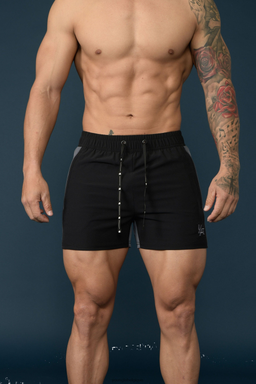 Hommes gris-noir 101 short de musculation YoungLA vêtements A004FL692