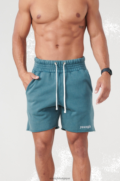 Hommes lavage sarcelle 110 short en éponge san diego YoungLA vêtements A004FL542