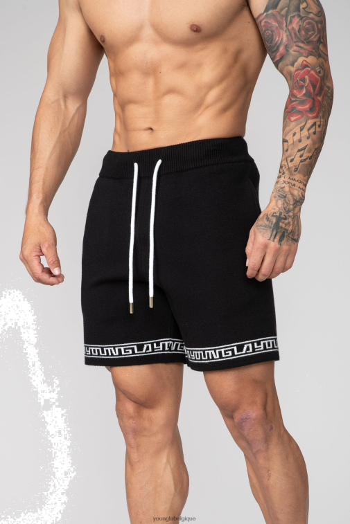 Hommes noir 116 shorts tricotés hiéroglyphiques YoungLA vêtements A004FL670