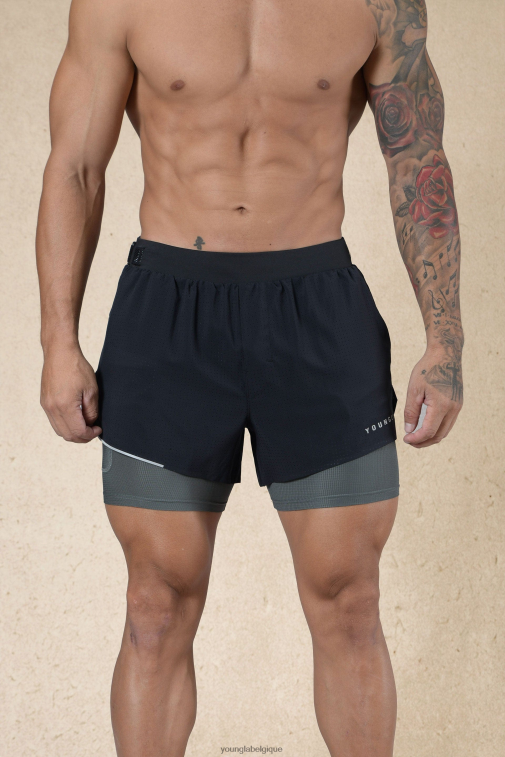 Hommes noir 124 - 6h du matin short de compression YoungLA vêtements A004FL576