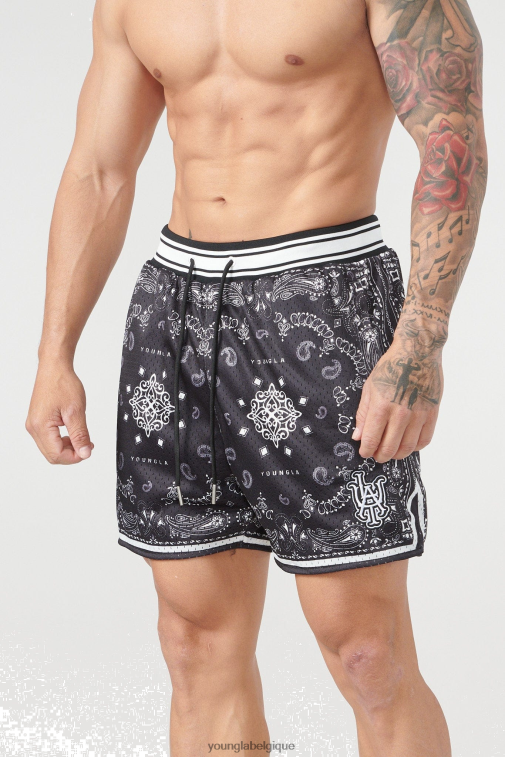 Hommes noir 132 célèbres shorts bandana YoungLA vêtements A004FL483