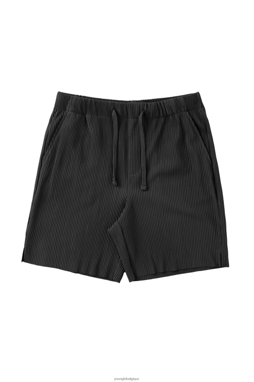 Hommes noir 148 shorts de festival plissés YoungLA vêtements A004FL526