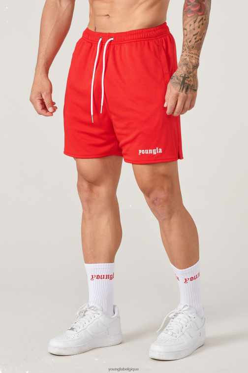 Hommes rouge Ensemble short et chaussettes de jeu 134 YoungLA vêtements A004FL498